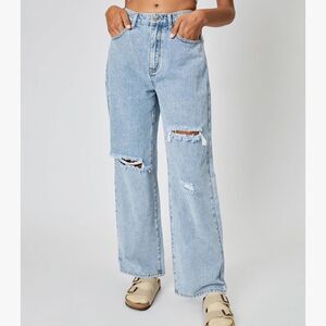 NWT Cider Blue Flare Wide Leg Basic Ripped Jeans‎ Jeans Sz XL